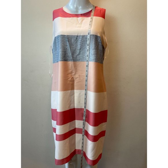 Vince Camuto Womens Striped Shift Dress Round Neck Back Zip Pink White Size 6 - Picture 4 of 8